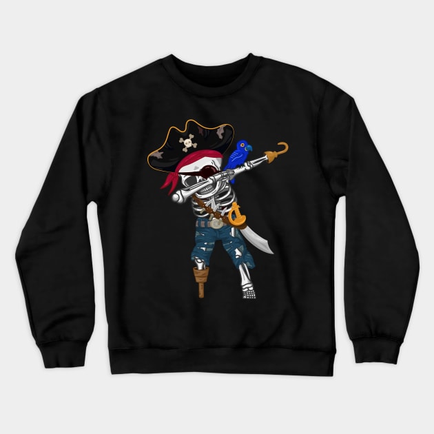 Dabbing Pirate Skeleton Crewneck Sweatshirt by HamilcArt